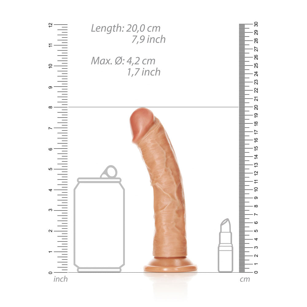 Realrock Realistic Curved Dildo with Suction Cup 18 cm Tan Dongs Realistic