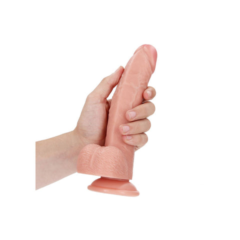 REALROCK Realistic Curved Dong with Balls 20.5 cm (8 Inch) - Beige Dongs Realistic