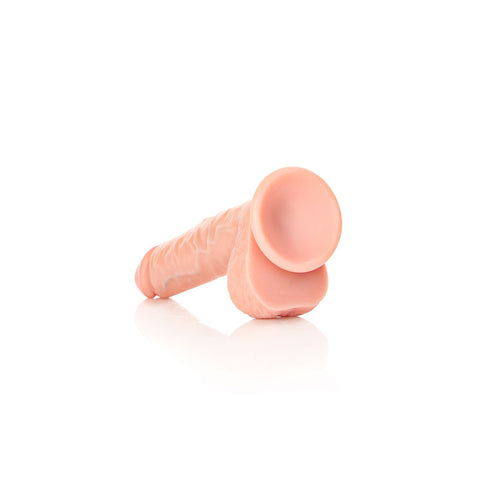 RealRock 7 Inch Cock With Balls Regular Straight Dildo Flesh Color Dongs Realistic