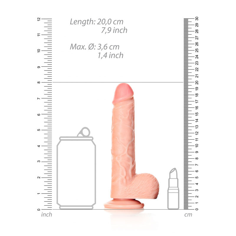 RealRock 7 Inch Cock With Balls Regular Straight Dildo Flesh Color Dongs Realistic