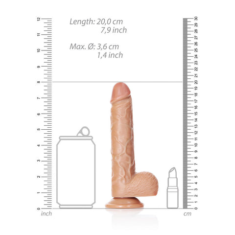 REALROCK 18 cm Tan Straight Realistic Dildo with Balls for Pleasure Dongs Realistic
