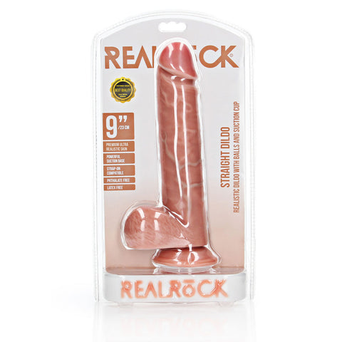 REALROCK 23 cm Straight Realistic Dildo with Balls - 9 Inch Dong Dongs Realistic