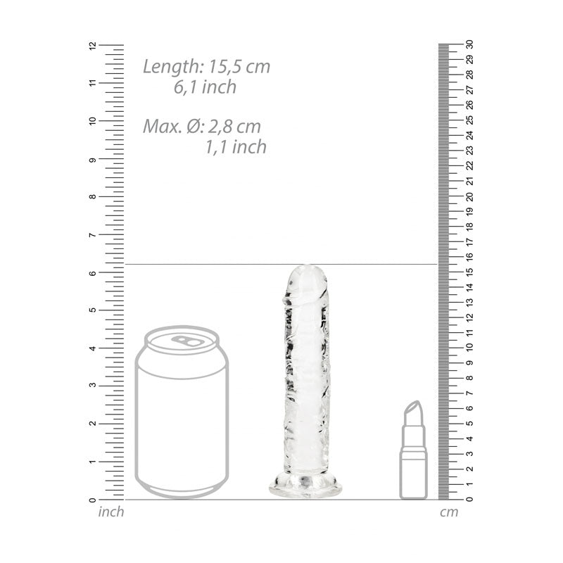 RealRock 15.5 cm Straight Clear Dildo – Transparent 6 Inch Dong > Dildos > Slim Dildos