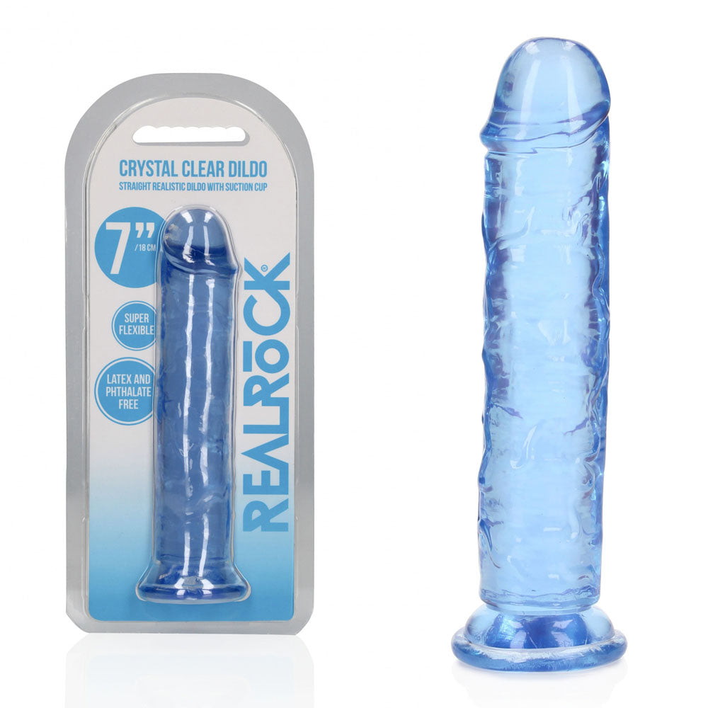 REALROCK 18 cm Straight Crystal Clear Dildo Blue > Dildos > Realistic Dildos Main image