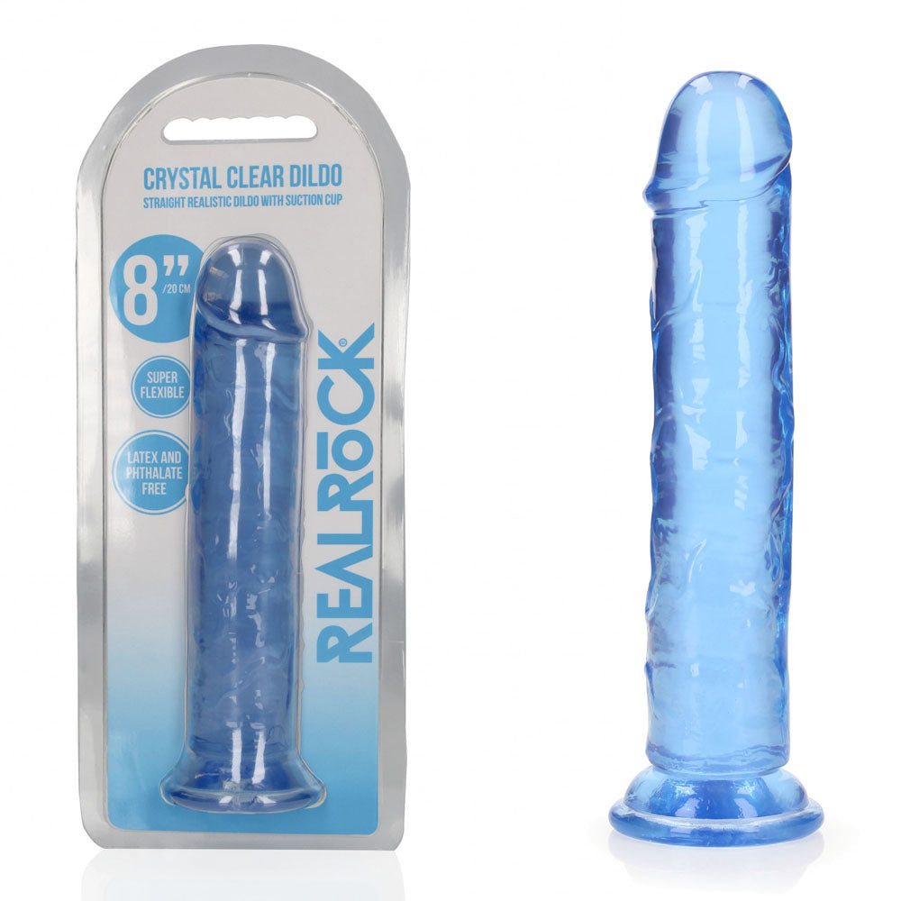 REALROCK 20 cm Straight Crystal Clear Dildo Blue > Dildos > Realistic Dildos Main image