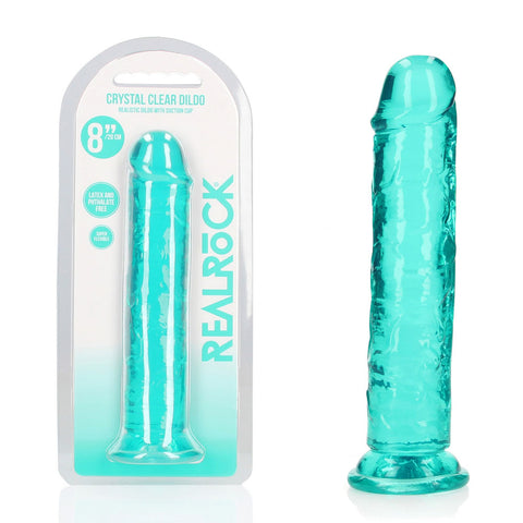 REALROCK 20 cm Straight Dildo – Clear Dildo for Anal and Vaginal Use Turquoise > Dildos > Realistic Dildos
