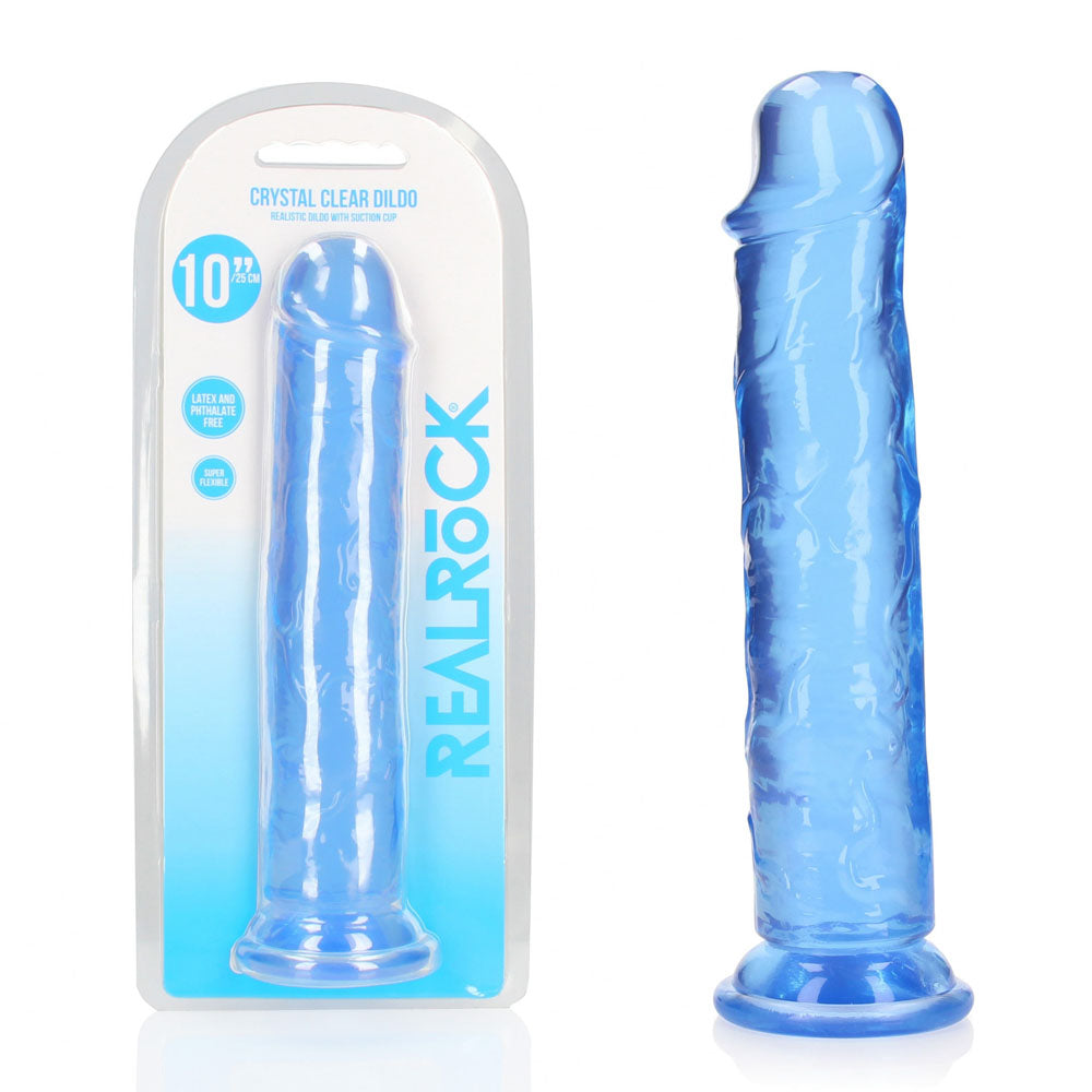 RealRock 28 cm Straight Crystal Clear Dildo – 28 cm Dildo Blue > Dildos > Large Dildos