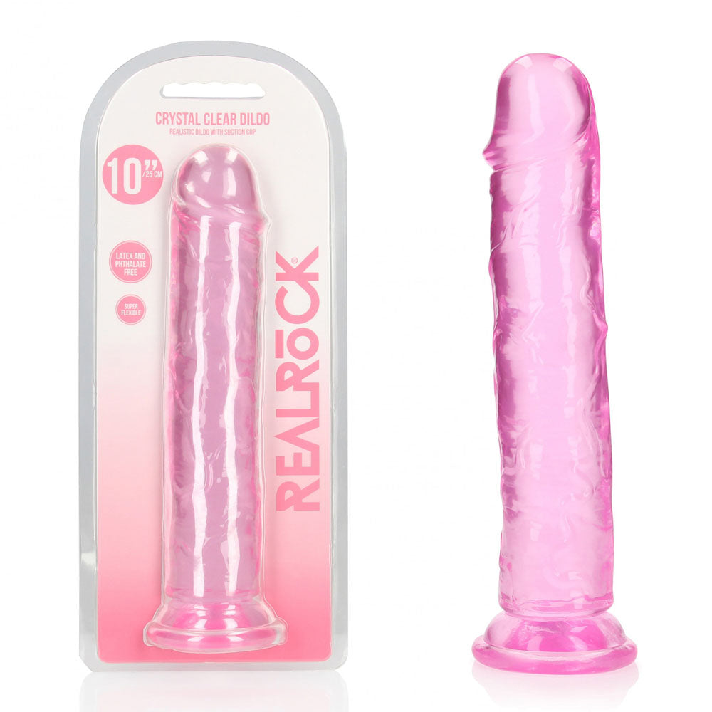 RealRock 28 cm Straight Clear Dildo Pink > Dildos > Large Dildos