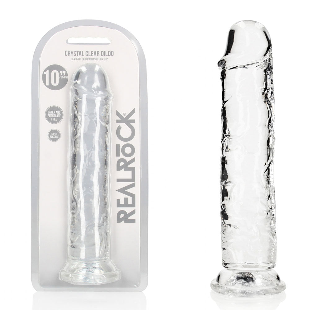 Realrock 28 cm Straight Clear Silicone Dildo Phthalate-Free Non-Porous TPE Adult Toy Clear > Dildos > Large Dildos