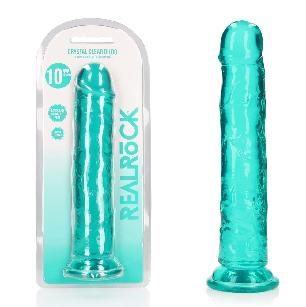 REALROCK 28 cm Straight Dildo – Clear 10 Inch Dildo Turquoise > Dildos > Realistic Dildos Main image