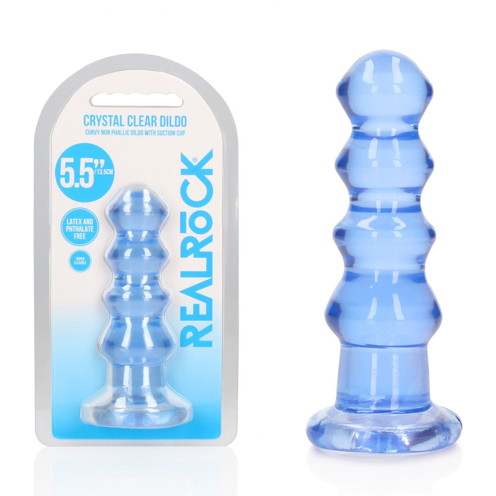 Realrock Curvy 14 cm – Clear 14 cm Butt Plug Blue > Anal Range > Butt Plugs