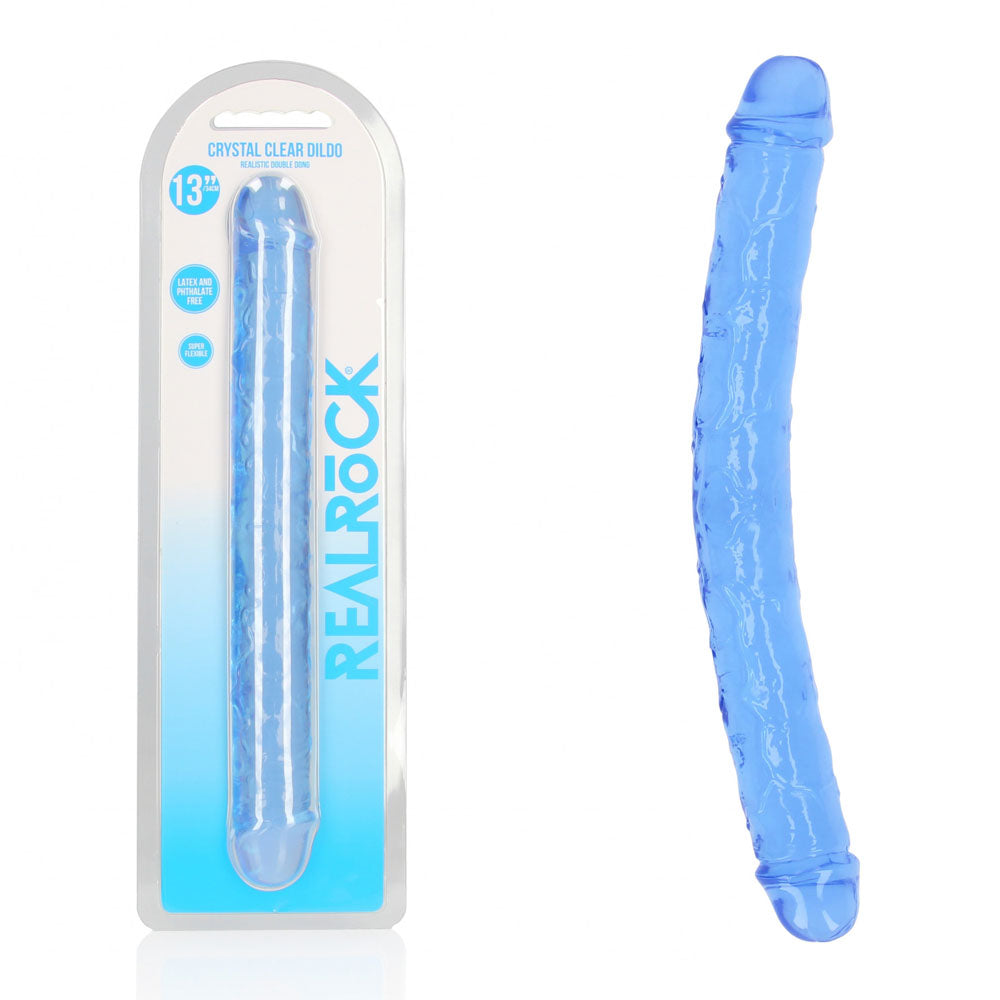 RealRock Double Dong 34 cm Clear Phthalate-Free Latex-Free TPE Double Dildo Blue > Dildos > Double Dildos Main image