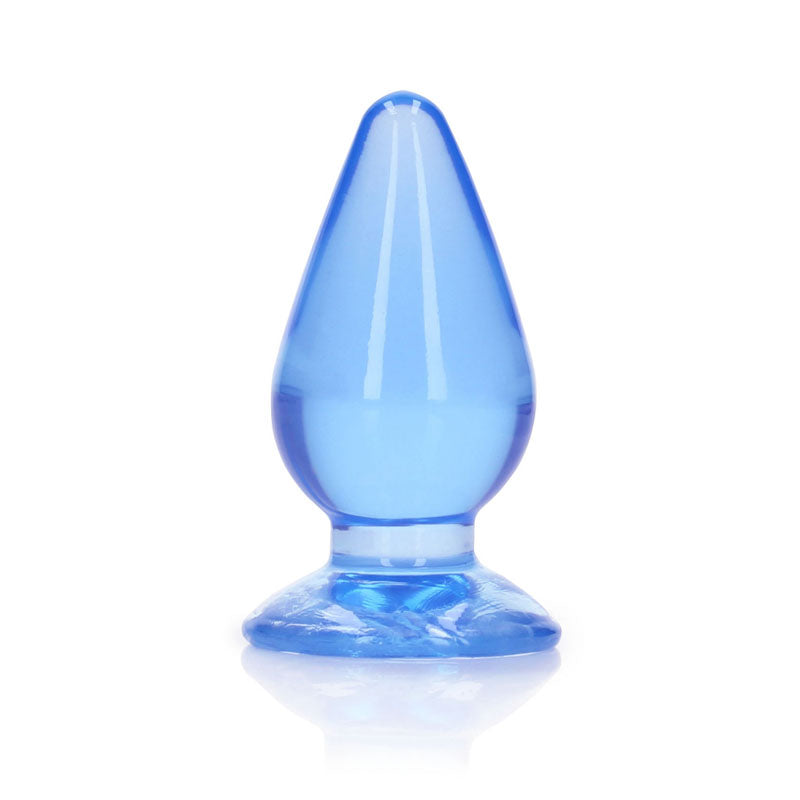 RealRock Crystal Clear 9 cm Suction Cup Butt Plug Blue > Anal Range > Butt Plugs