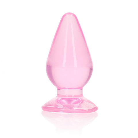 RealRock Crystal Clear 9 cm Suction Cup Butt Plug Pink > Anal Range > Butt Plugs