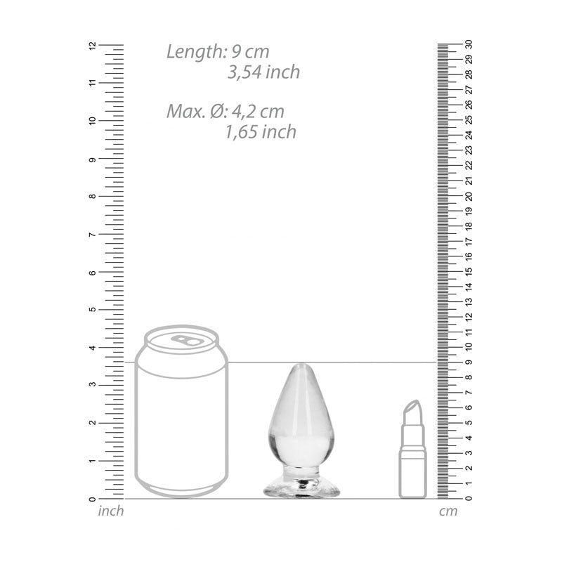 RealRock Crystal Clear 9 cm Suction Cup Butt Plug > Anal Range > Butt Plugs