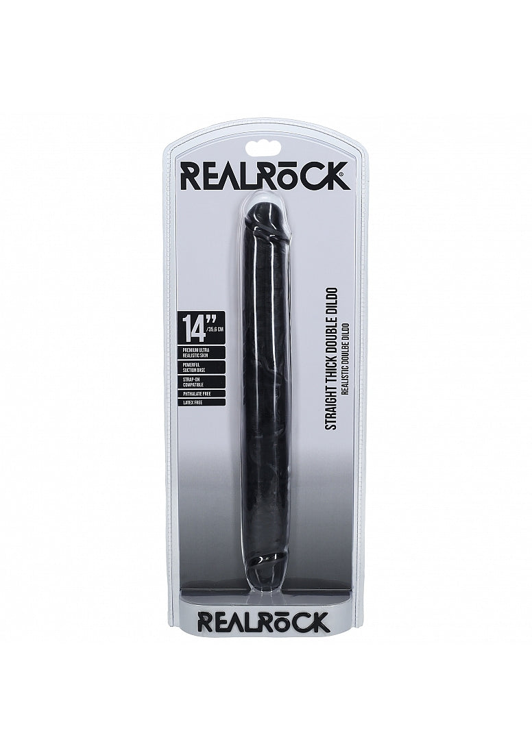REALROCK 35cm Thick Double Dildo - Realistic PVC Design Black Double Dongs