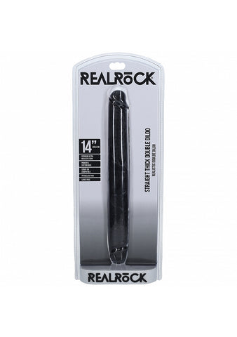 REALROCK 35cm Thick Double Dildo - Realistic PVC Design Black Double Dongs