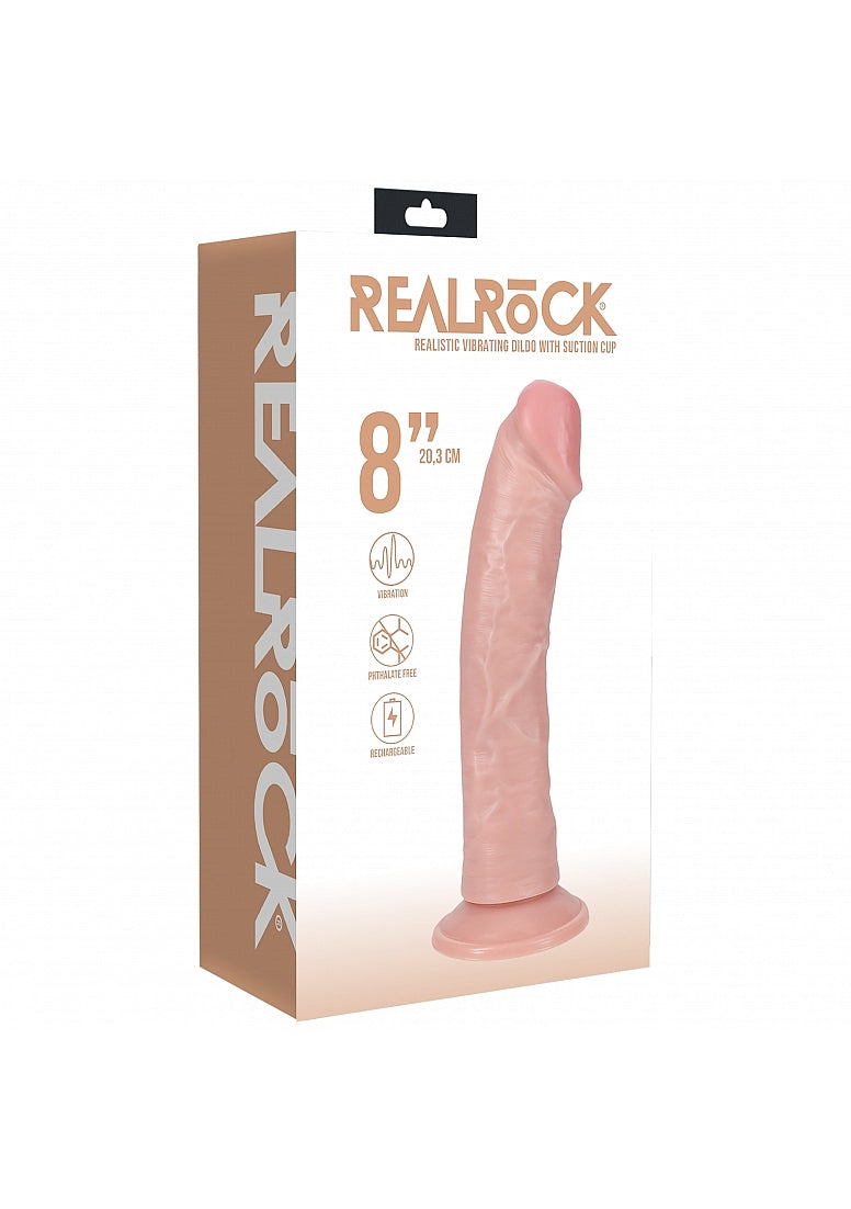 REALROCK 20cm Vibrating Cock - Realistic Dildo with Veins Flesh Dongs Realistic