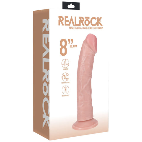 REALROCK 20cm Vibrating Cock - Realistic Dildo with Veins Dongs Realistic