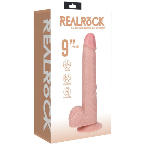 REALROCK 23cm Vibrating Cock + Balls - 9 Inch Dildo Dongs Realistic