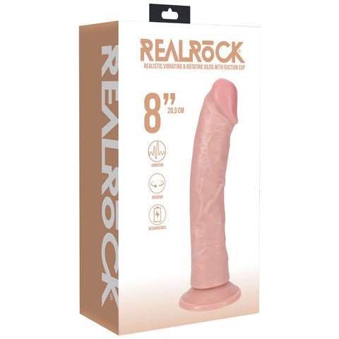 REALROCK 20cm Vibrating Rotating Cock 8 Inch USB Rechargeable Dong Dongs Realistic
