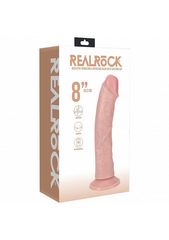 REALROCK 20cm Vibrating Rotating Cock 8 Inch USB Rechargeable Dong Flesh Dongs Realistic