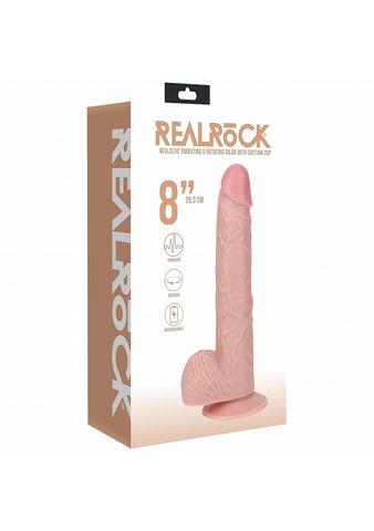 Realrock 20cm Vibrating and Rotating Cock with Balls Flesh Dongs Realistic