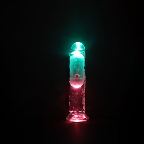 Realrock 6 Inch Clear Wireless Rechargeable LED Vibrating Dong DONGS