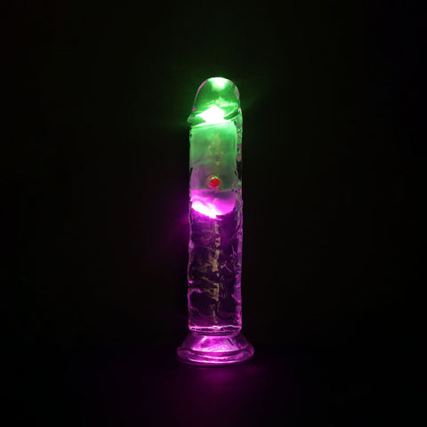 REALROCK 7 Inch Clear LED Wireless Rechargeable Vibrating Dong DONGS