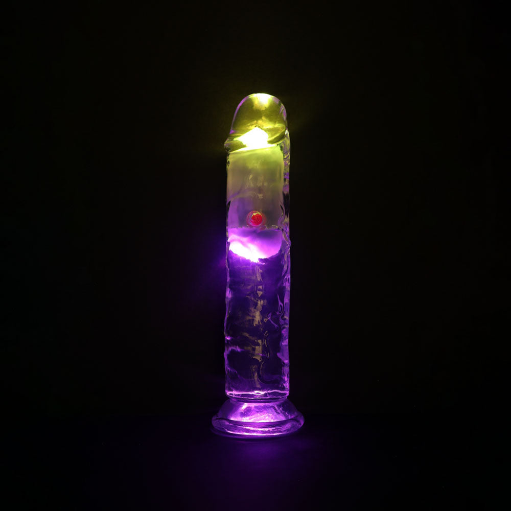 REALROCK 7 Inch Clear LED Wireless Rechargeable Vibrating Dong DONGS