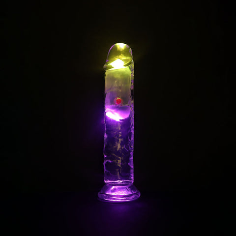 REALROCK 7 Inch Clear LED Wireless Rechargeable Vibrating Dong DONGS