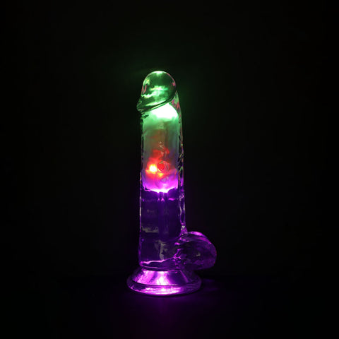 Realrock 7 Inch Clear LED Vibrating Dong with Remote Control DONGS