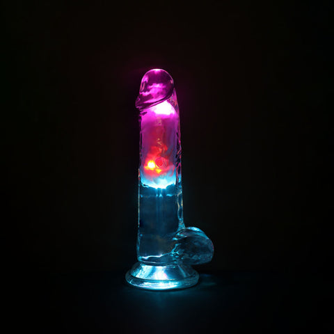 Realrock 7 Inch Clear LED Vibrating Dong with Remote Control DONGS
