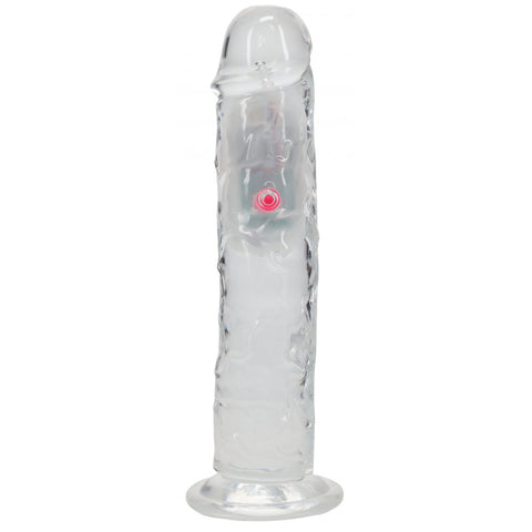 REALROCK 8 Inch No Balls Wireless Rechargeable LED Vibrating Dong Clear USB Rechargeable Vibrating Dong with Remote DONGS