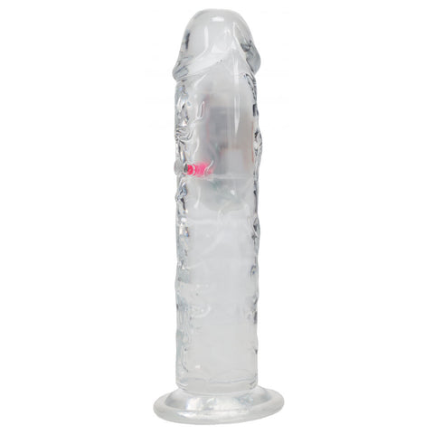 REALROCK 8 Inch No Balls Wireless Rechargeable LED Vibrating Dong Clear USB Rechargeable Vibrating Dong with Remote DONGS