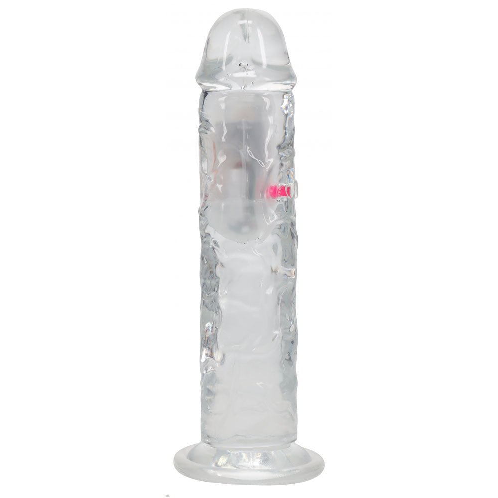 REALROCK 8 Inch No Balls Wireless Rechargeable LED Vibrating Dong Clear USB Rechargeable Vibrating Dong with Remote DONGS