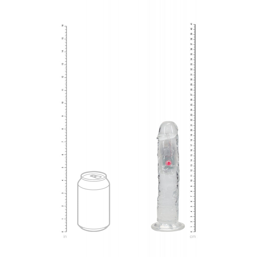 REALROCK 8 Inch No Balls Wireless Rechargeable LED Vibrating Dong Clear USB Rechargeable Vibrating Dong with Remote DONGS