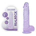 REALROCK Crystal Clear (Clear) – 5 Inch Suction Cup Dildo with Balls Purple > Dildos > Slim Dildos
