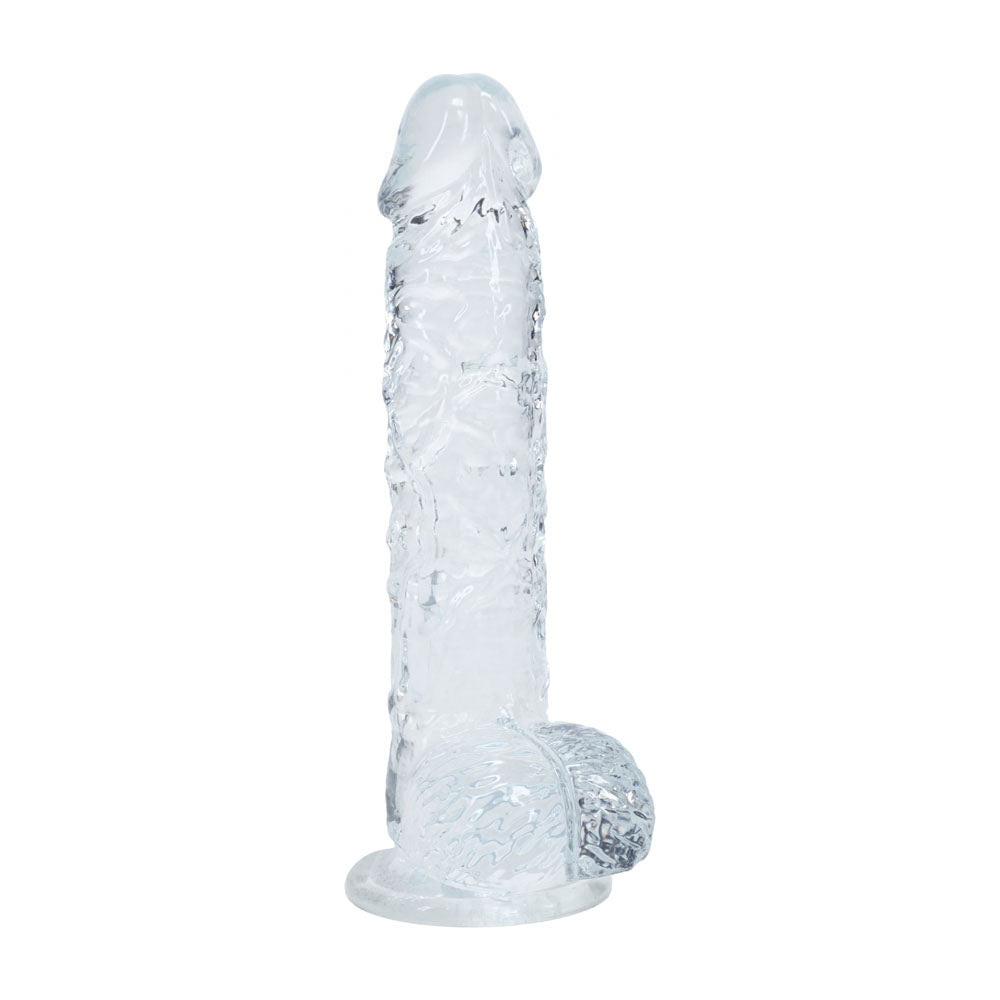 RealRock Crystal Clear Dildo with Balls 5 Inch Clear