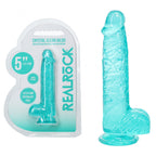 REALROCK Crystal Clear (Turquoise) – 5 Inch Suction Cup Dildo with Balls Turquoise > Dildos > Slim Dildos