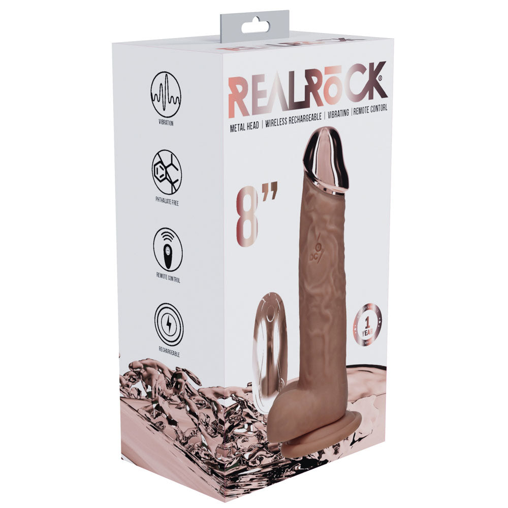 RealRock Metal Head 8 Inch Rechargeable Dildo – Wireless Remote Vibrating Dildo > Dildos > Realistic Dildos