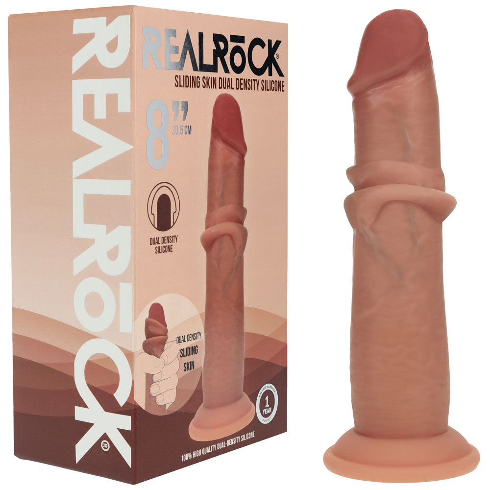 Realrock Dual Density Sliding Skin Silicone Dildo – 8 Inch Tan > Dildos > Realistic Dildos Main image
