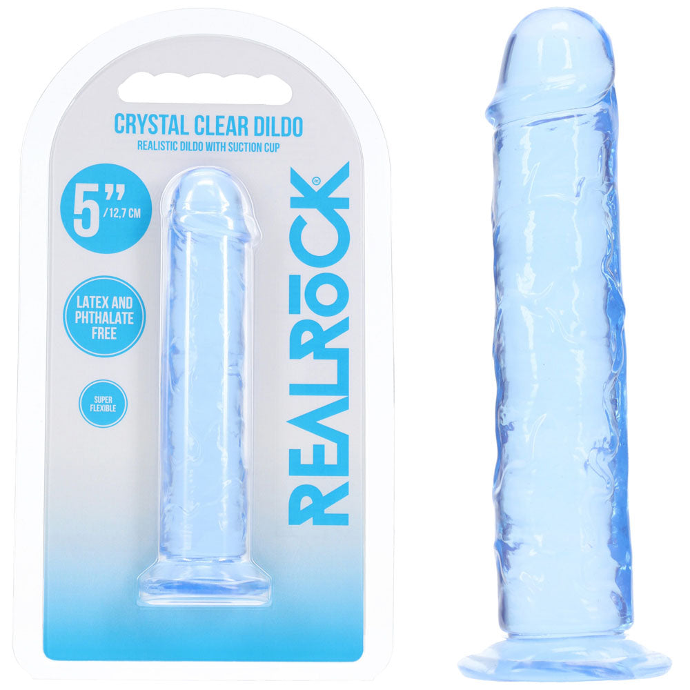 Realrock Realistic Smooth Suction Base Dildo - 5 Inch Blue > Dildos > Realistic Dildos