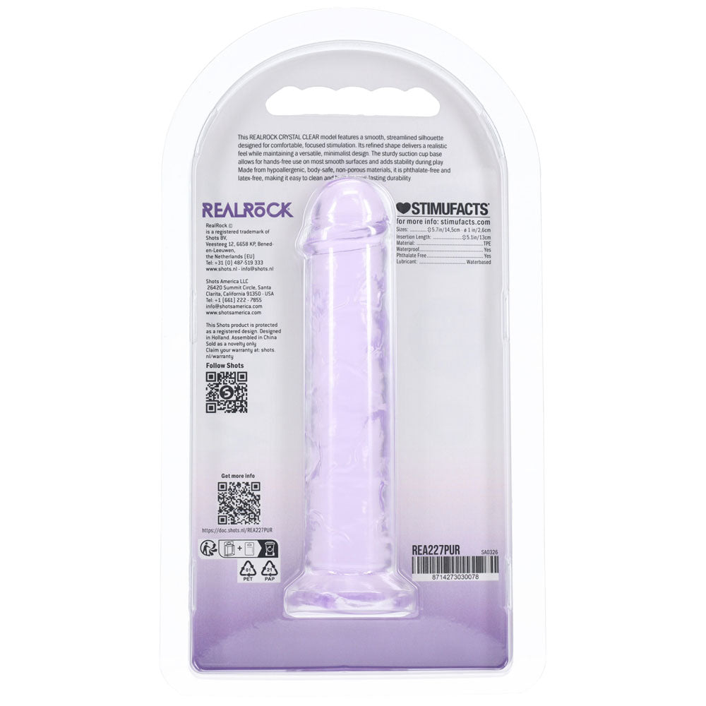 Realrock Crystal Clear – Smooth Streamlined Suction Cup Dildo 5" > Dildos > Realistic Dildos