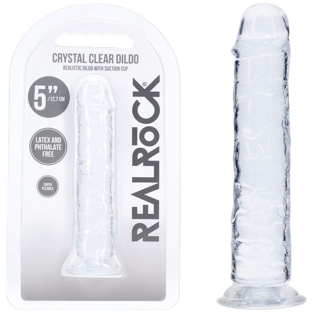 Realrock Crystal Clear Dildo – Suction Cup Base 5 Inch Clear > Dildos > Slim Dildos Main image