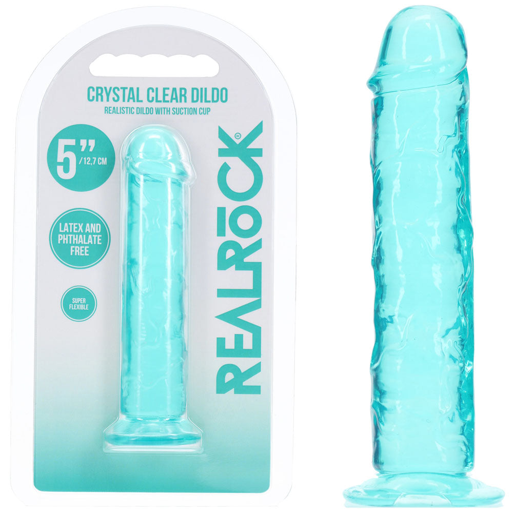 Realrock Crystal Clear – Streamlined Suction Cup Dildo Turquoise > Dildos > Slim Dildos Main image