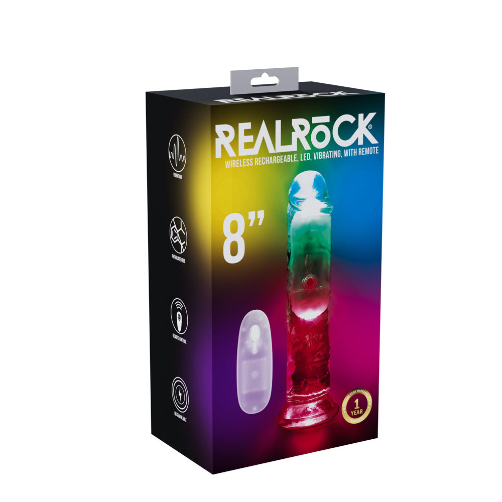 REALROCK 8 Inch No Balls Wireless LED Vibrating Dong Clear Vibrating Dong with Remote > Vibrators > Realistic Vibrators Main image