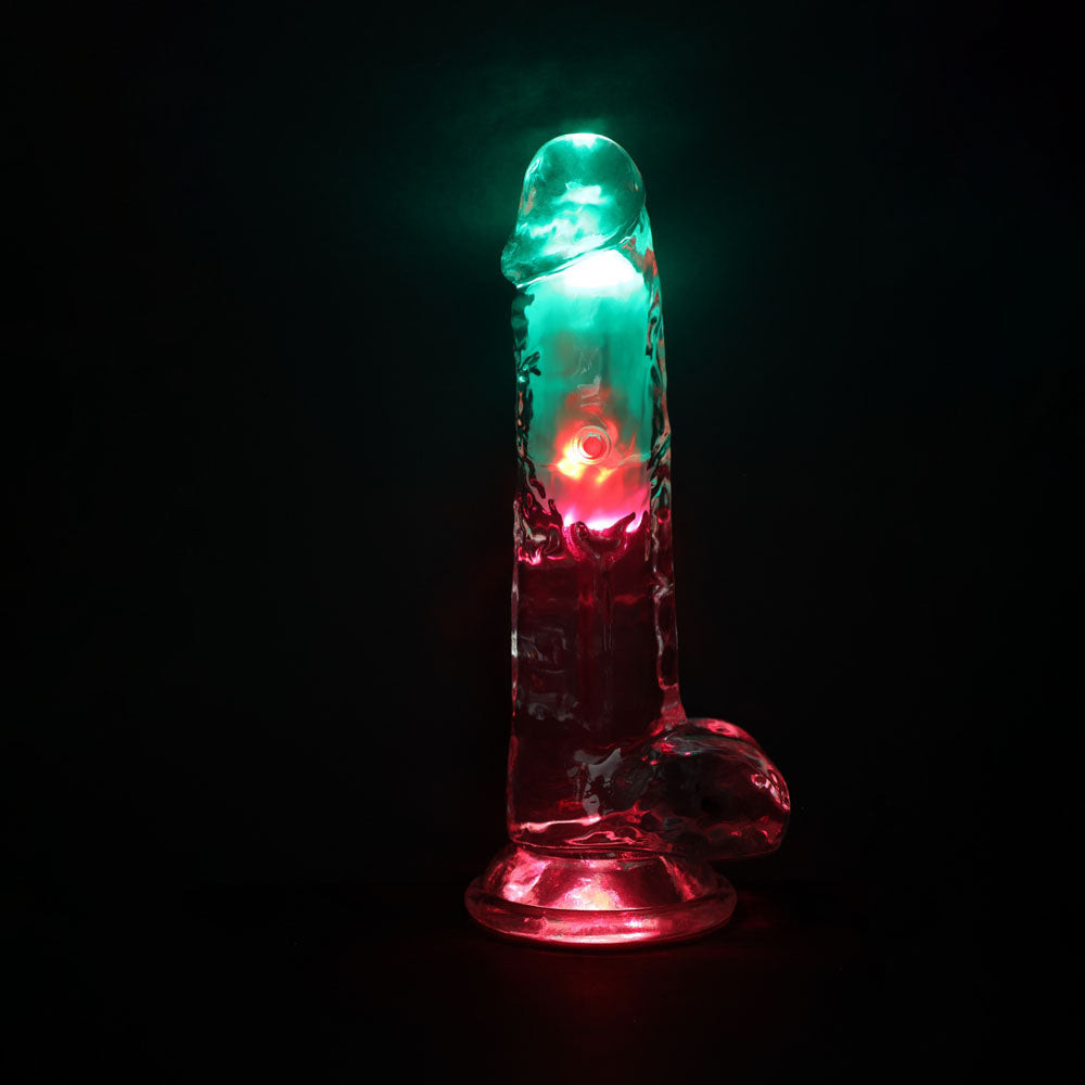 REALROCK 8 Inch Wireless LED Vibrating Dong Clear 22.5 cm Remote > Vibrators > Realistic Vibrators