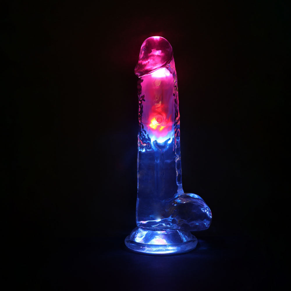REALROCK 8 Inch Wireless LED Vibrating Dong Clear 22.5 cm Remote > Vibrators > Realistic Vibrators