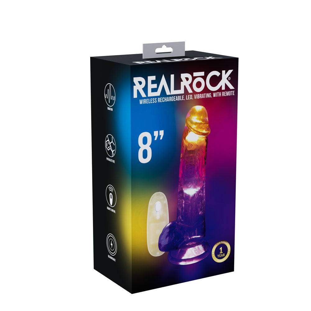 REALROCK 8 Inch Wireless LED Vibrating Dong Clear 22.5 cm Remote > Vibrators > Realistic Vibrators